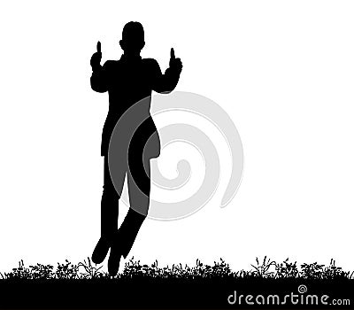 Silhouette of a man jumping, joy Stock Photo