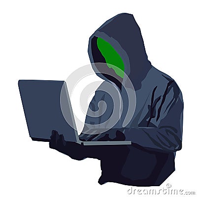 Silhouette of a man at a laptop Stock Photo