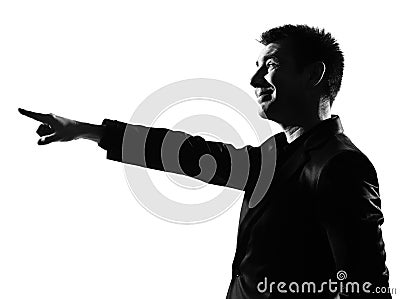 Silhouette man pointing mocking sneering Stock Photo