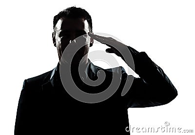 Silhouette man portrait army salute Stock Photo