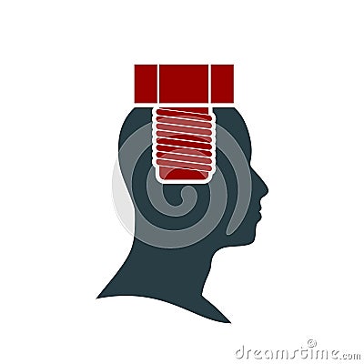 Silhouette of a man`s head with Vector Illustration