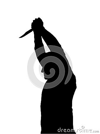 Silhouette of man Stabbing Victim Vector Illustration