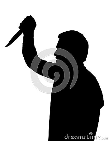 Silhouette of man Stabbing Victim Vector Illustration