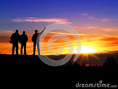Silhouette of man at sunset Stock Photo