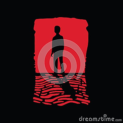 Silhouette of a man walking on the street Vector Illustration