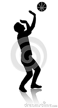 Silhouette of a man who plays basketball Vector Illustration