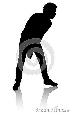 Silhouette of a man who plays volleyball Vector Illustration