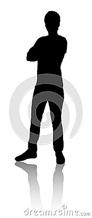 Silhouette of a man who stands. The crossed his arms Vector Illustration