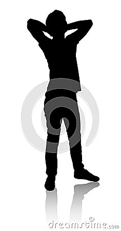 Silhouette of a man who stands and relaxes Vector Illustration