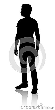 Silhouette of a man who stands sideways Vector Illustration