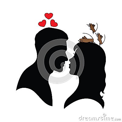 Silhouette of man and woman. Vector Illustration