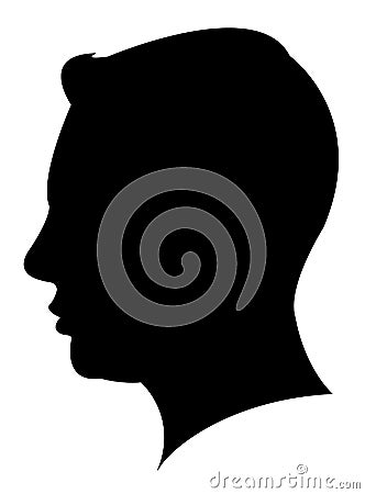 Silhouette of a mans head in black, vector Vector Illustration