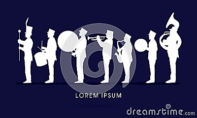 Silhouette Marching Band Vector Illustration