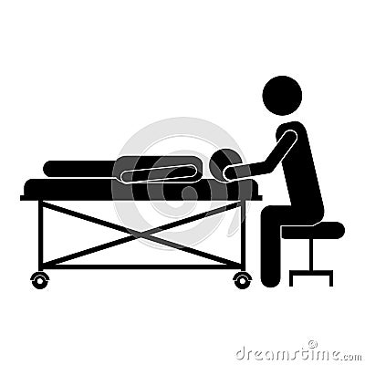 silhouette massage therapist with pacient Cartoon Illustration