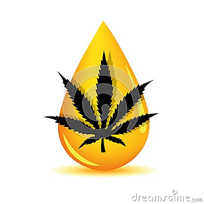 Silhouette medicine cannabis oil drop Vector Illustration