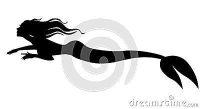 Silhouette mermaid swimming forward Vector Illustration