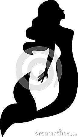 Silhouette Mermaid Vector Illustration