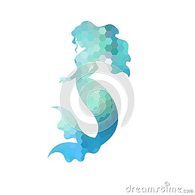 Silhouette of mermaid Vector Illustration