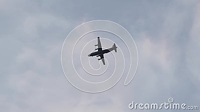 silhouette. military aircraft in blue skies. transport and equipment for war. Editorial Stock Photo