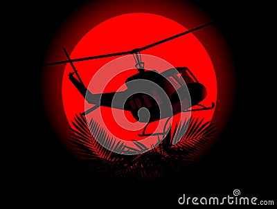 Silhouette of military helicopter Vector Illustration