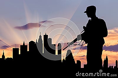 Silhouette of military weapons Stock Photo