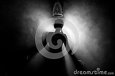 Silhouette Miss Beauty Queen Pageant Contest and win Diamond Crown Stock Photo