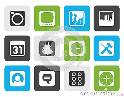 Silhouette Mobile Phone and Computer icon Vector Illustration