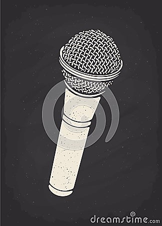 Silhouette of modern microphone for voice, music, sound, speak, radio recording. Vector illustration. Vector Illustration