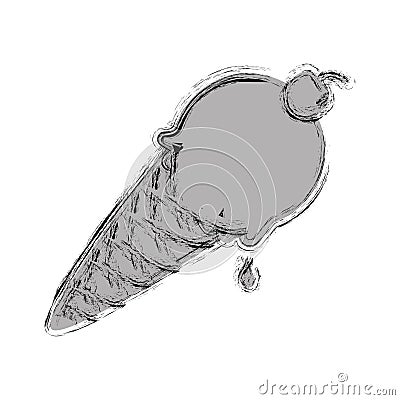 Silhouette monochrome blurred ice cream food Vector Illustration