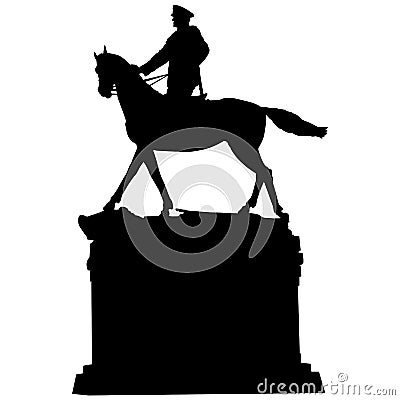 Silhouette monument to the Soviet commander Marshal Georgy Zhukov in Moscow on a white background Vector Illustration