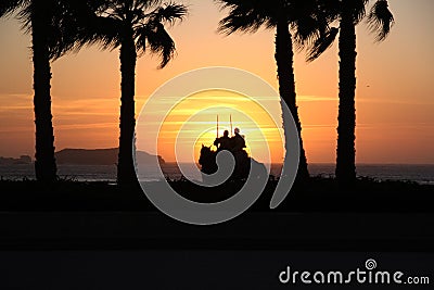 Silhouette Moroccan Riders Editorial Stock Photo