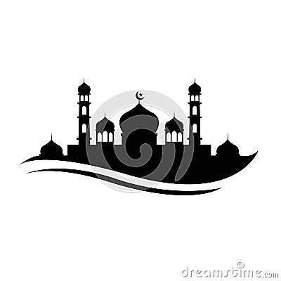 Silhouette Mosque icon design logo black and white Vector Illustration