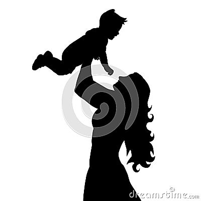 Silhouette of mother and baby, motherhood, hands Stock Photo