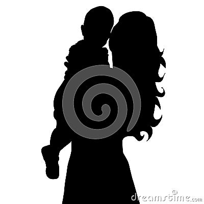 Silhouette of mother and baby, motherhood Stock Photo