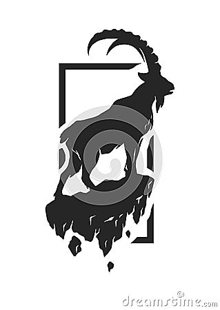 Silhouette of a mountain goat. Vector Illustration