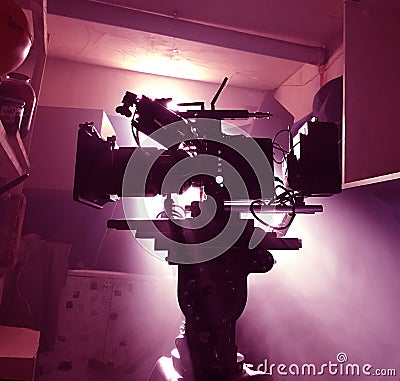 Silhouette of a movie camera Stock Photo