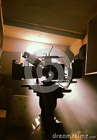 Silhouette of a movie camera Stock Photo