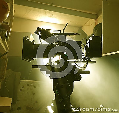 Silhouette of a movie camera Stock Photo