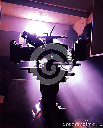 Silhouette of a movie camera Stock Photo