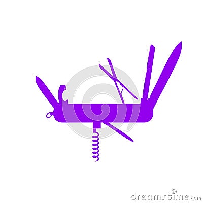 Silhouette of multifunctional knife in purple design Vector Illustration