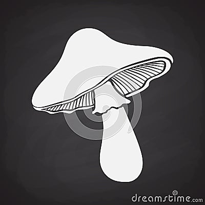 Silhouette of mushroom on blackboard Vector Illustration