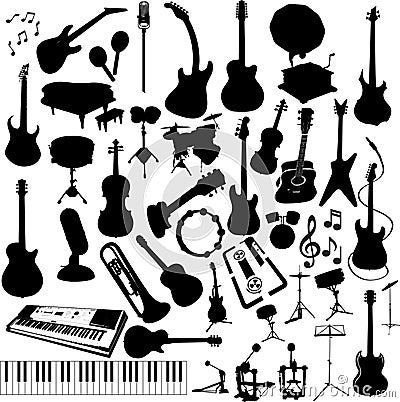 Silhouette Music Instruments Vector Illustration