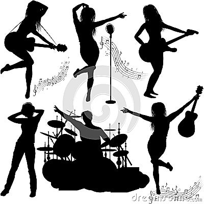 Silhouette of musical band Stock Photo