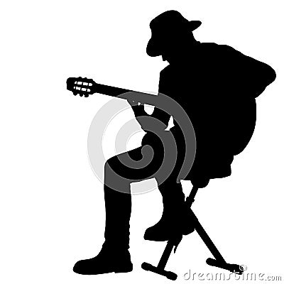 Silhouette musician plays the guitar on a white background Vector Illustration