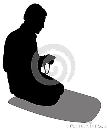 Silhouette of a Muslim Praying Vector Illustration