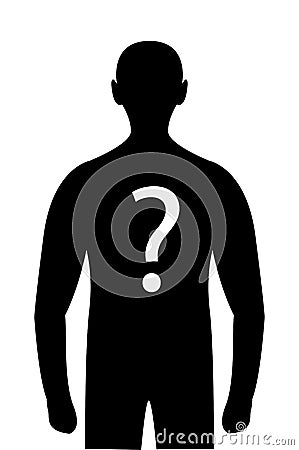 Silhouette mystery person question mark on body Vector Illustration