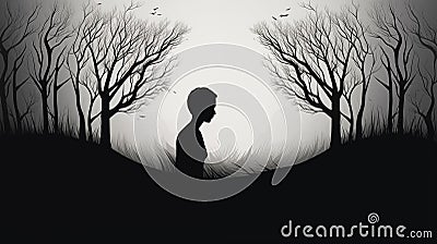 silhouette of the mystery woman Cartoon Illustration