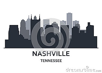 Silhouette of Nashville city, Tennessee - cityscape of Nashville, skyline Vector Illustration