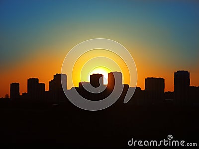 Silhouette of night city Stock Photo