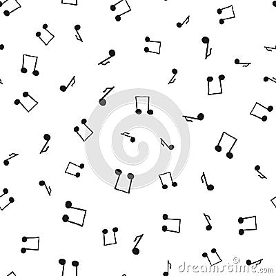 Silhouette notes drawn by hand. Musical seamless pattern. Vector Illustration